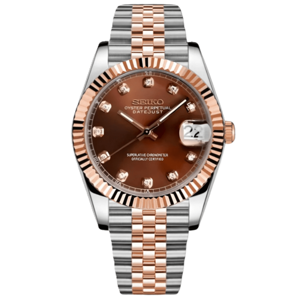 ModHouse Datejust Silver Rose Gold Brown Diamonds - ModHouse Watches