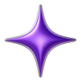 Purple star-shaped object on a white background