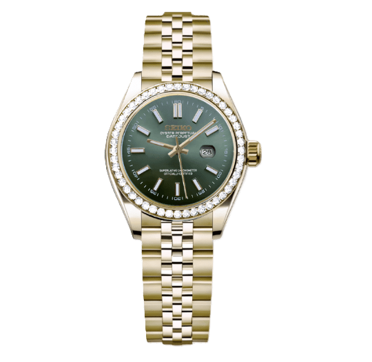 Woman Datejust Gold Olive Green Diamonds - ModHouse Watches