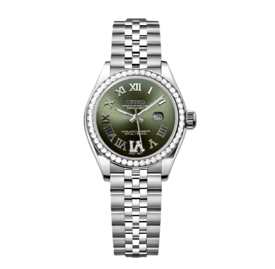 Woman Datejust Olive Green Roman Diamonds - ModHouse Watches