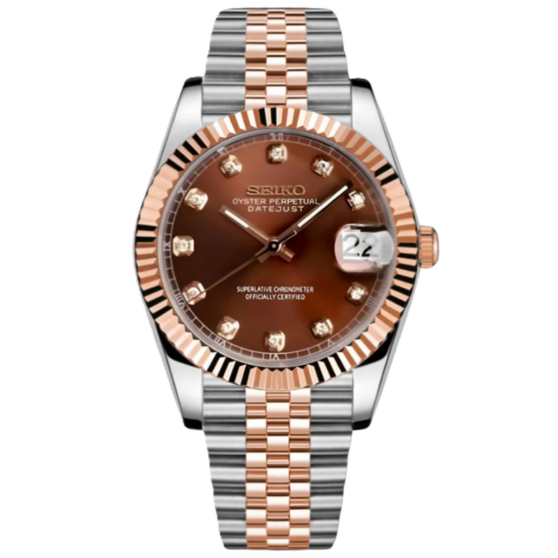 ModHouse Datejust Silver Rose Gold Brown Diamonds