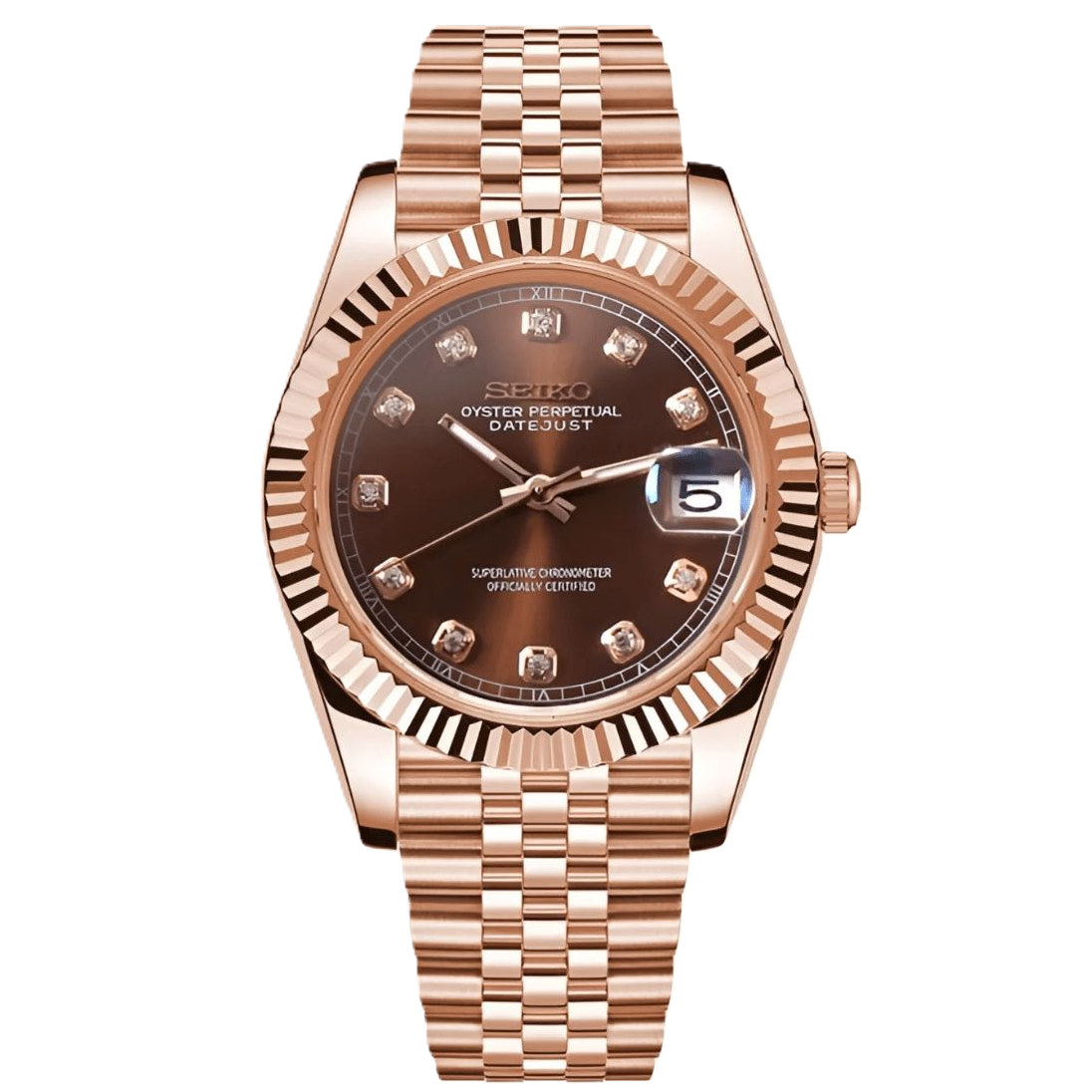 ModHouse Datejust Rose Gold Brown Diamonds